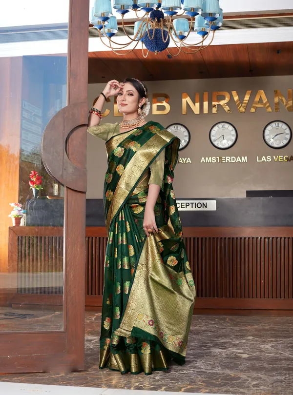 Dark_Green_Organza_Saree_for_Women