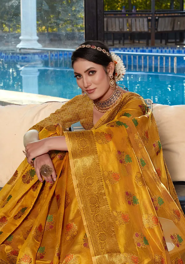 Mustard_Organza_Saree_for_Women