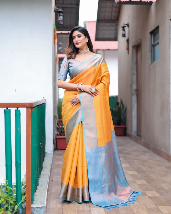 Mustard_Silk_Blend_Saree_for_Women