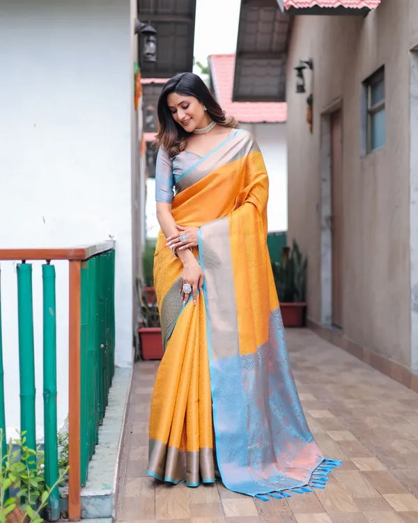 Mustard_Silk_Blend_Saree_for_Women