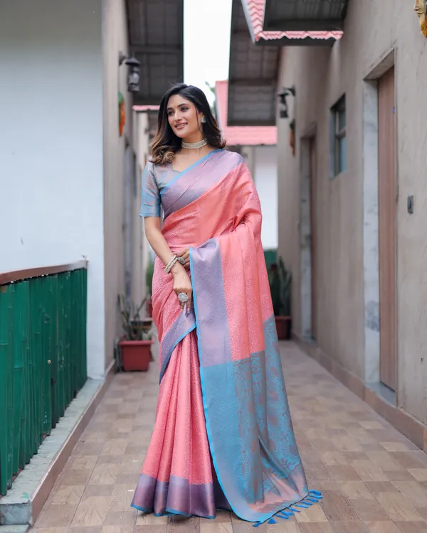 Pink_Silk_Blend_Saree_for_Women