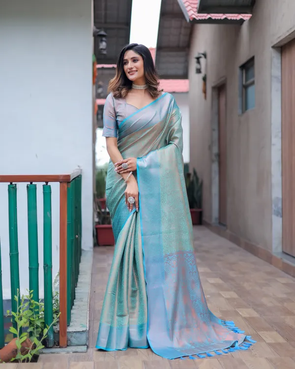 Light_Blue_Silk_Blend_Saree_for_Women