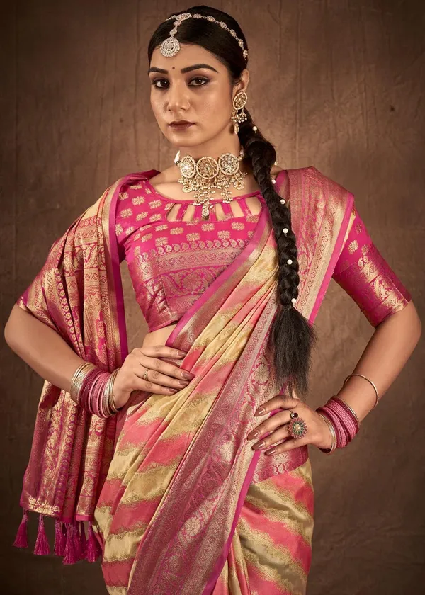Beige_Silk_Blend_Saree_for_Women