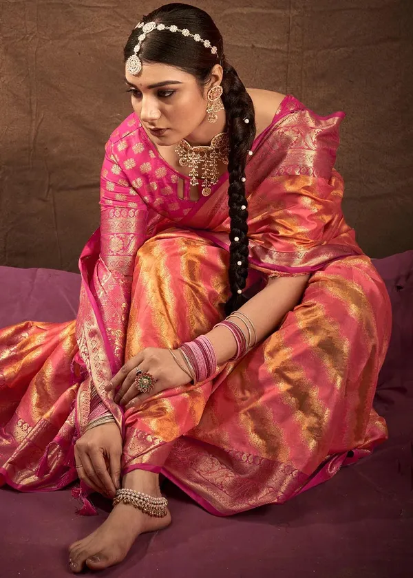 Orange_Silk_Blend_Saree_for_Women