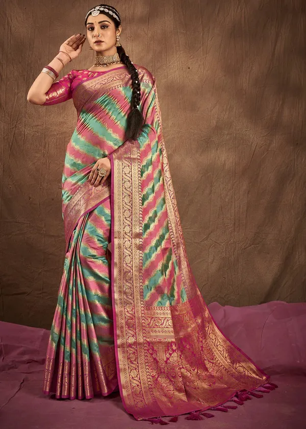 Pink_Silk_Blend_Saree_for_Women