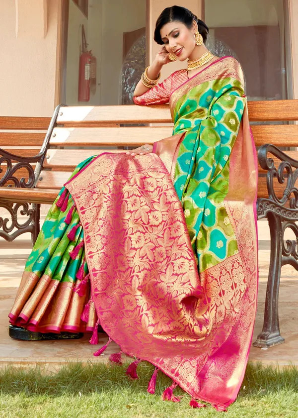 Green_Silk_Blend_Saree_for_Women