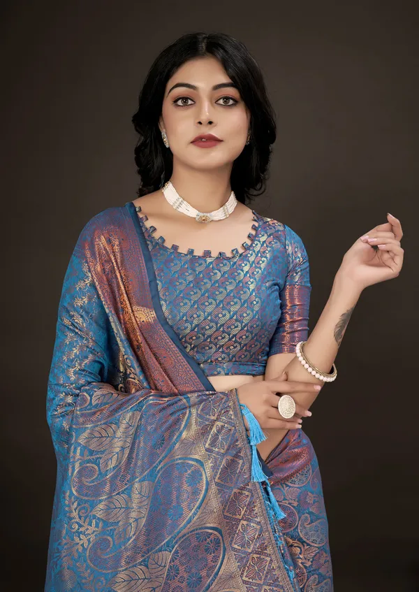 Light_Blue_Silk_Blend_Saree_for_Women