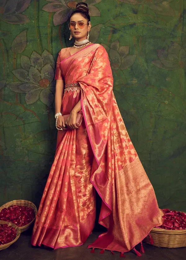 Pink_Silk_Blend_Saree_for_Women