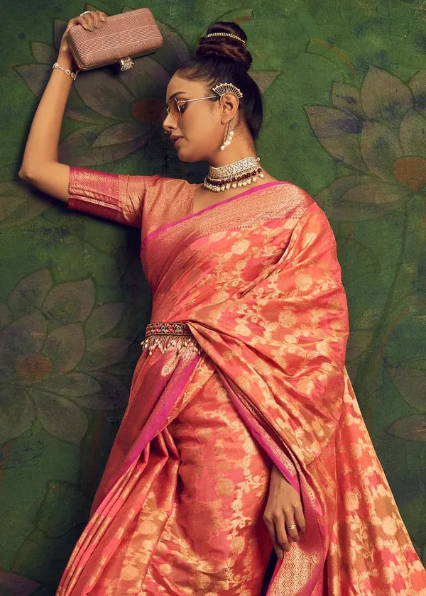Pink_Silk_Blend_Saree_for_Women
