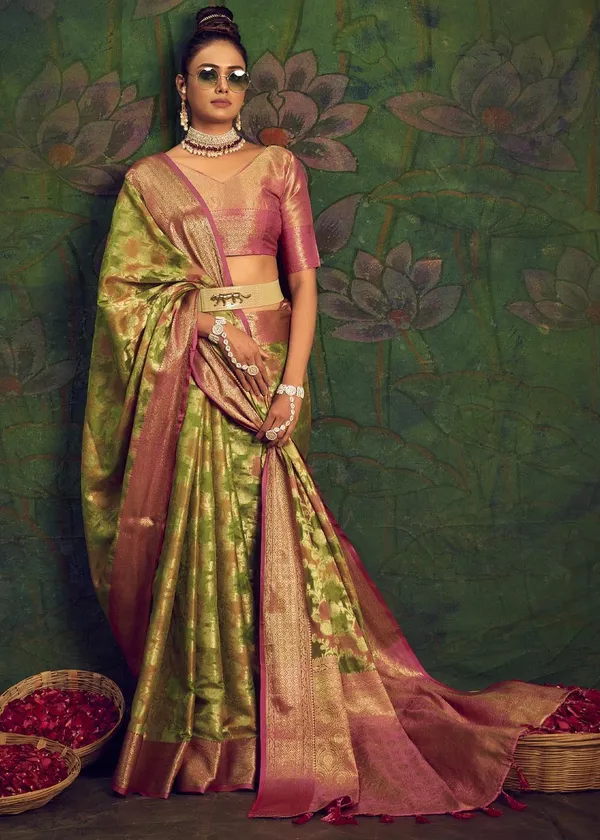 Green_Silk_Blend_Saree_for_Women
