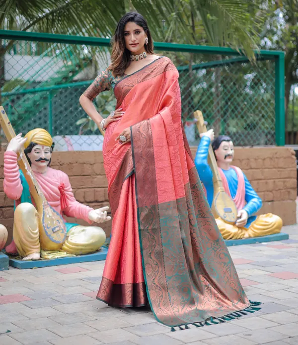 Pink_Silk_Blend_Saree_for_Women