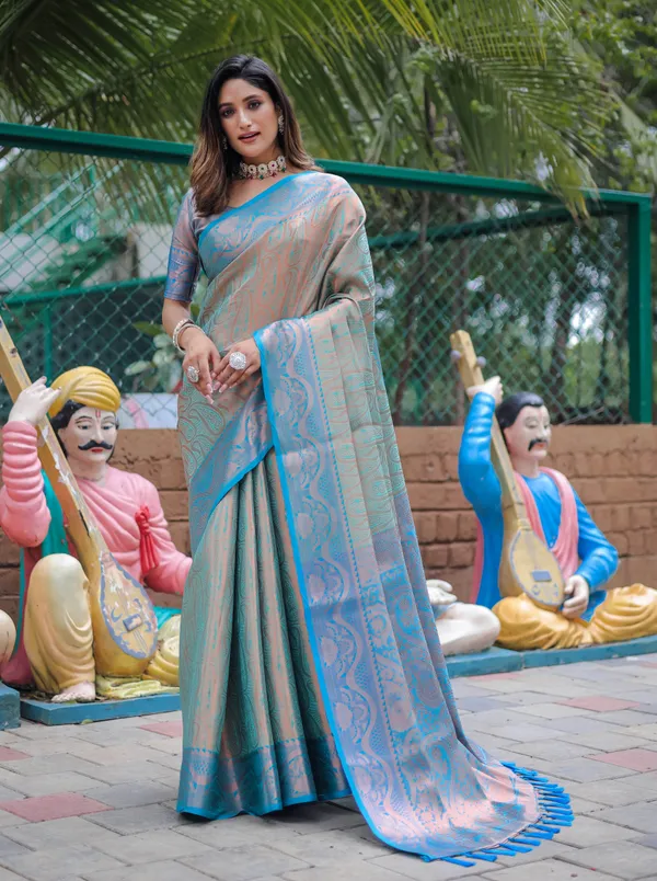 Light_Blue_Silk_Blend_Saree_for_Women