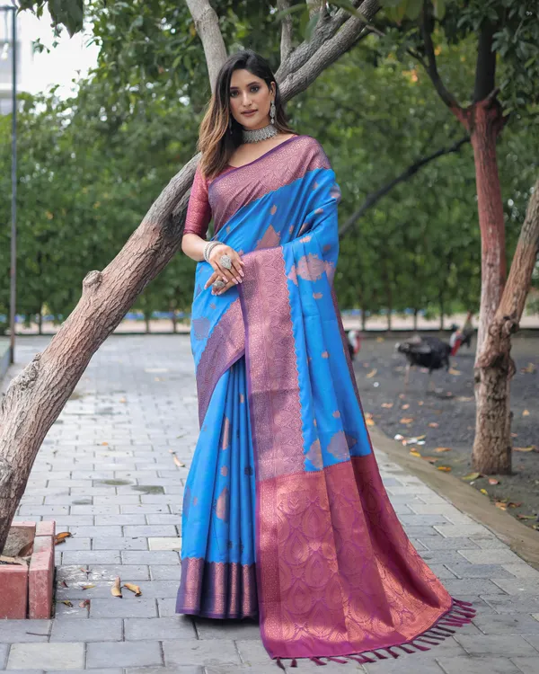Blue_Silk_Blend_Saree_for_Women