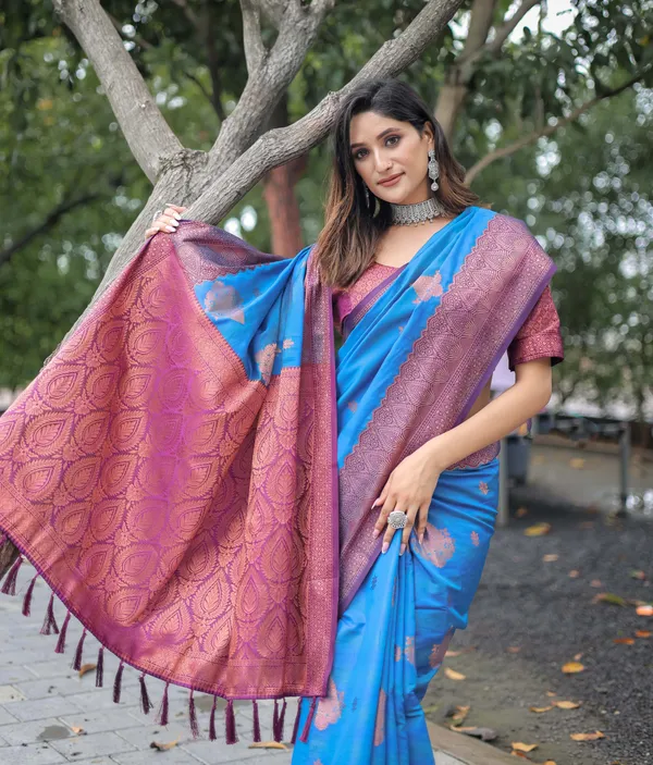 Blue_Silk_Blend_Saree_for_Women