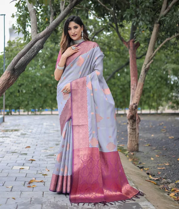 Grey_Silk_Blend_Saree_for_Women