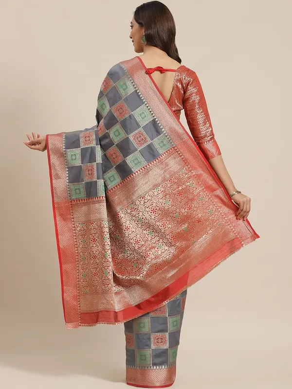 Grey_Silk_Blend_Saree_for_Women
