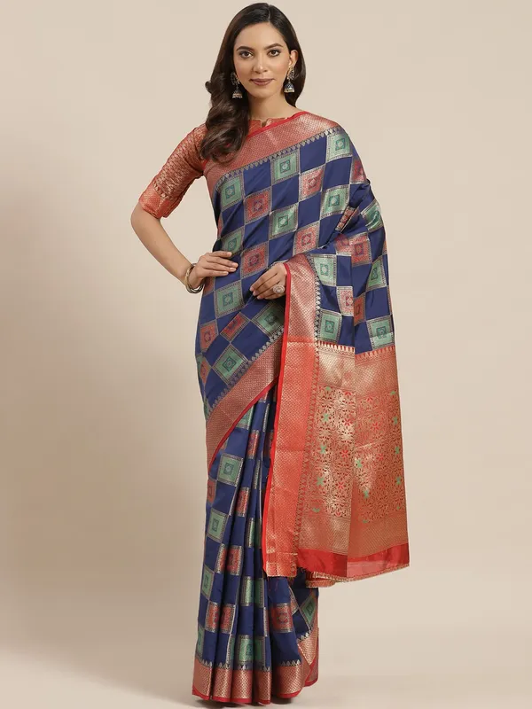 Blue_Silk_Blend_Saree_for_Women
