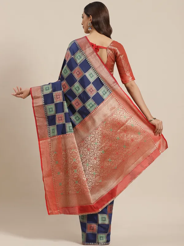 Blue_Silk_Blend_Saree_for_Women