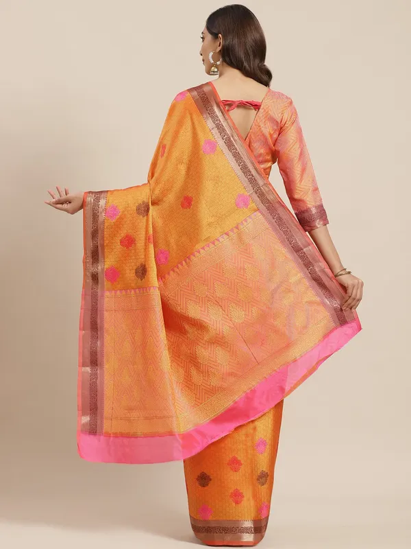 Orange_Silk_Blend_Saree_for_Women