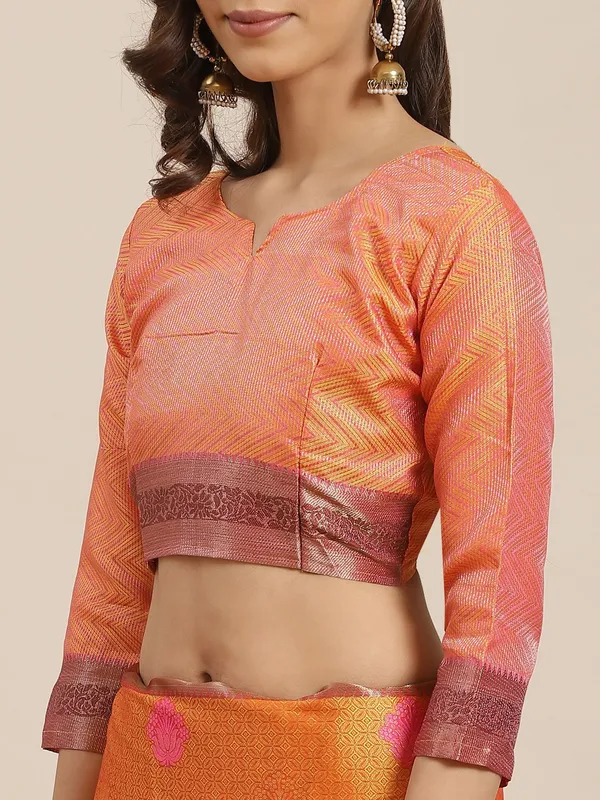 Orange_Silk_Blend_Saree_for_Women