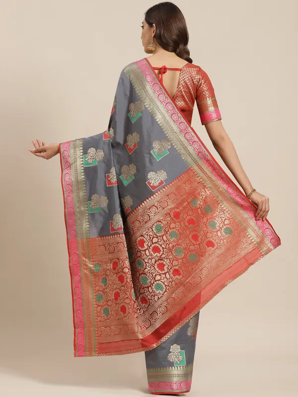 Grey_Silk_Blend_Saree_for_Women