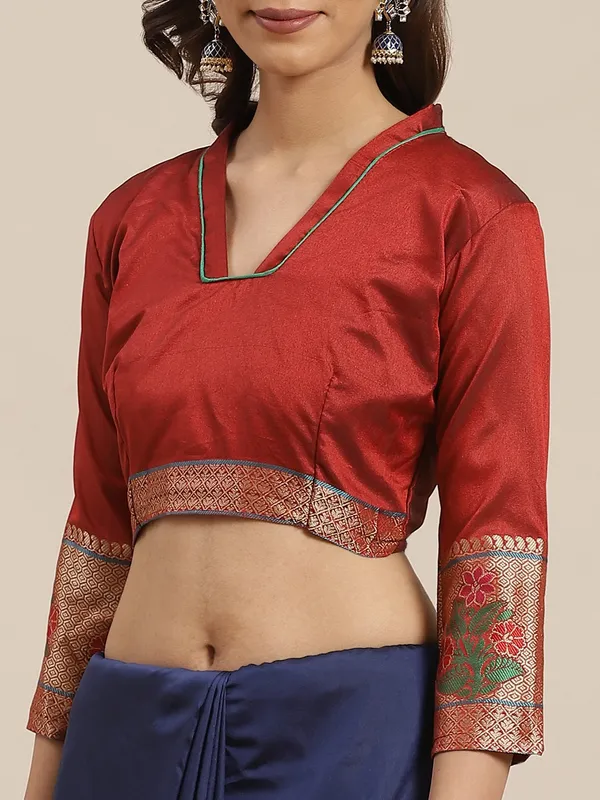 Dark_Blue_Silk_Blend_Saree_for_Women