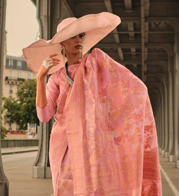 Peach_Organza_Saree_for_Women