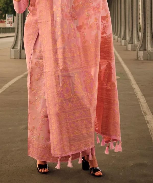 Peach_Organza_Saree_for_Women