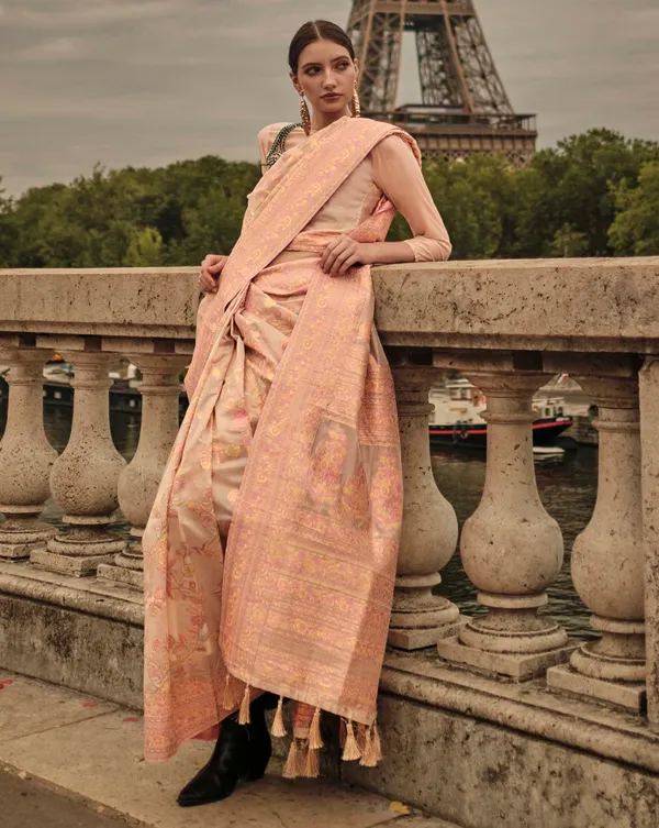 Beige_Organza_Saree_for_Women