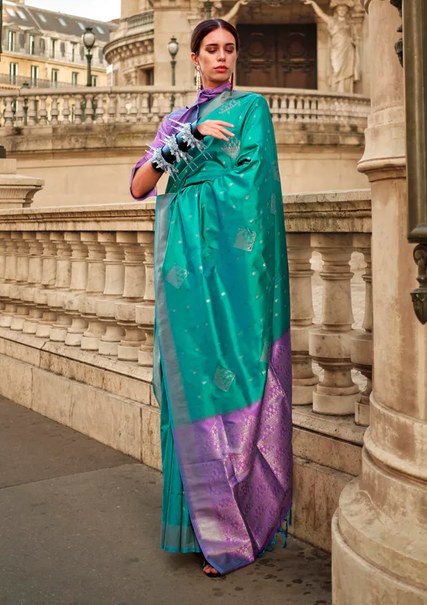Turquoise_Green_Silk_Saree_for_Women