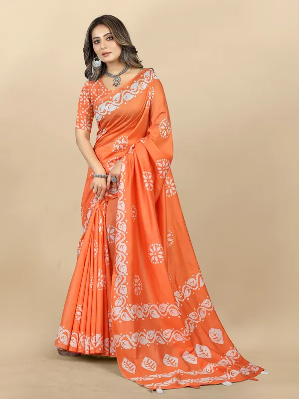 Orange_Cotton_Blend_Saree_for_Women