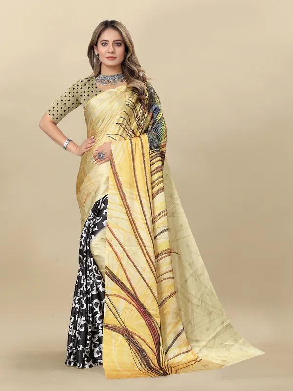 Beige_Satin_Saree_for_Women