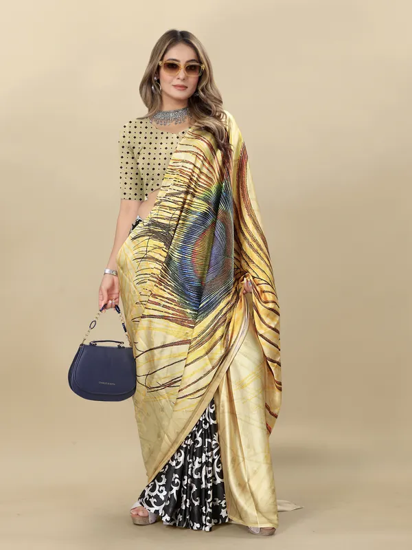 Beige_Satin_Saree_for_Women