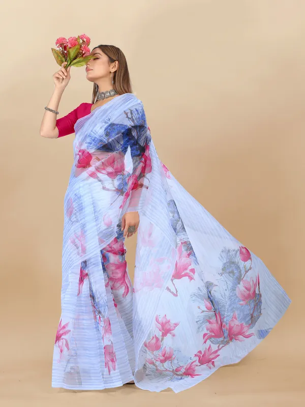 Light_Blue_Organza_Saree_for_Women