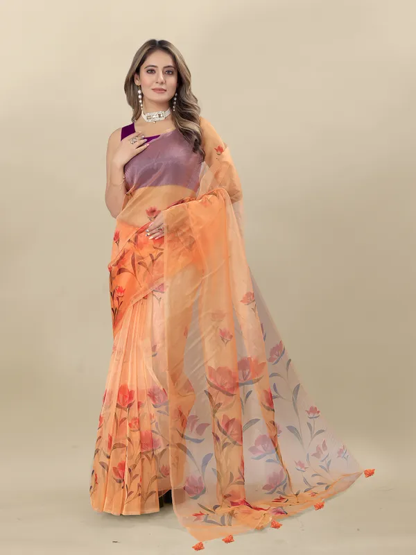 Orange_Organza_Saree_for_Women
