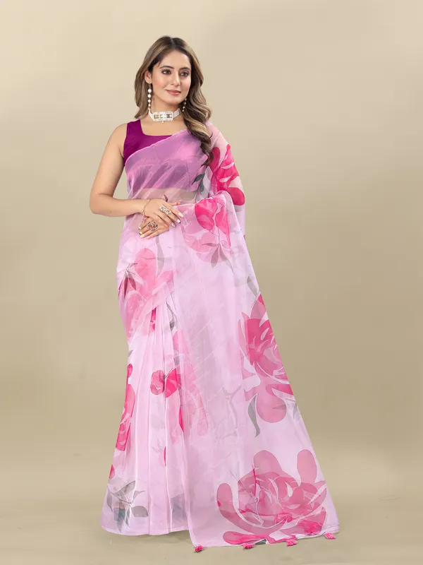 Pink_Organza_Saree_for_Women