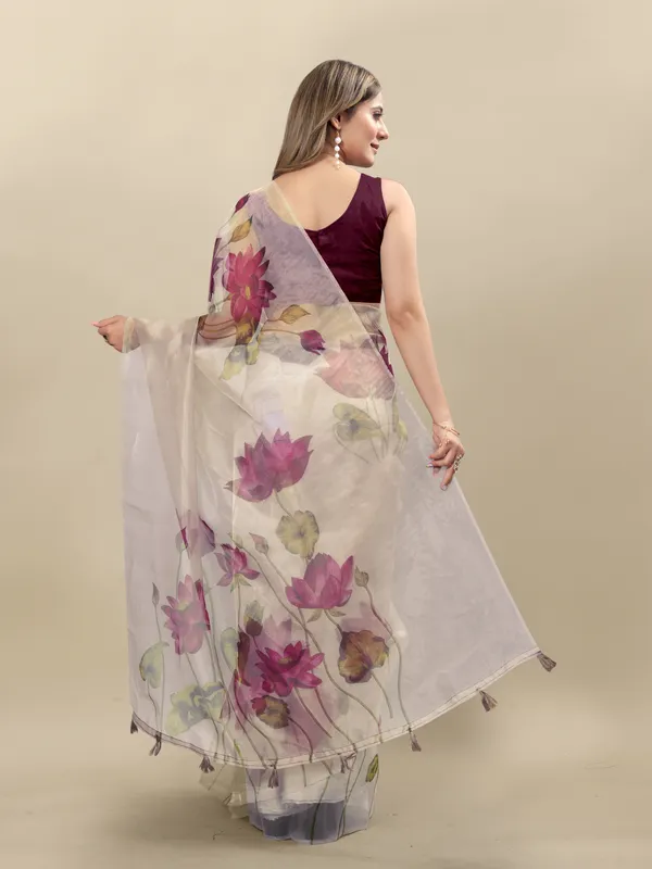 Beige_Organza_Saree_for_Women