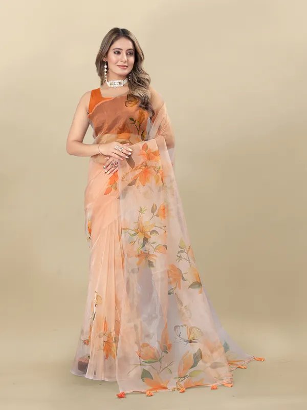 Orange_Organza_Saree_for_Women