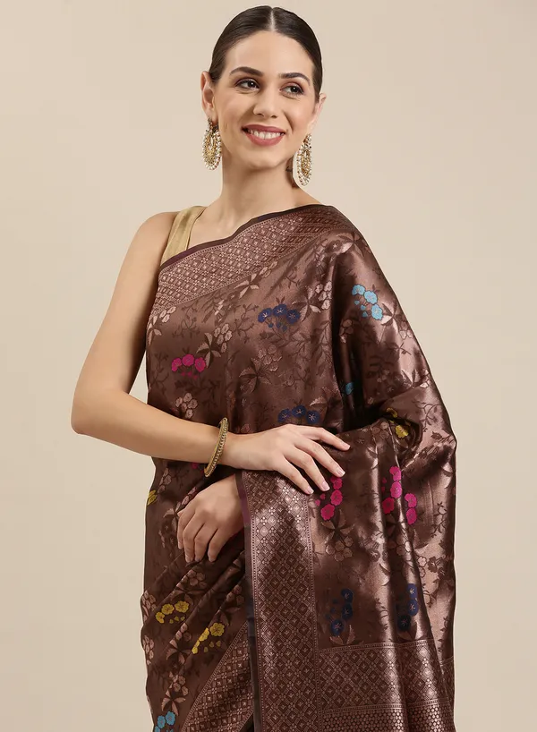 Brown_Silk_Blend_Saree_for_Women