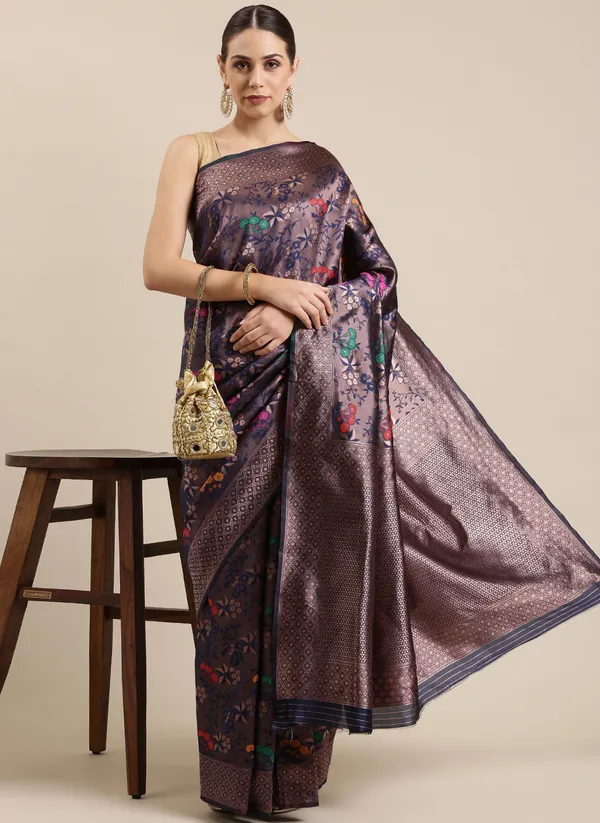 Dark_Blue_Silk_Blend_Saree_for_Women