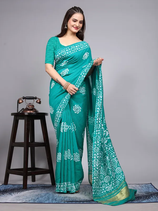 Blue_Cotton_Blend_Saree_for_Women
