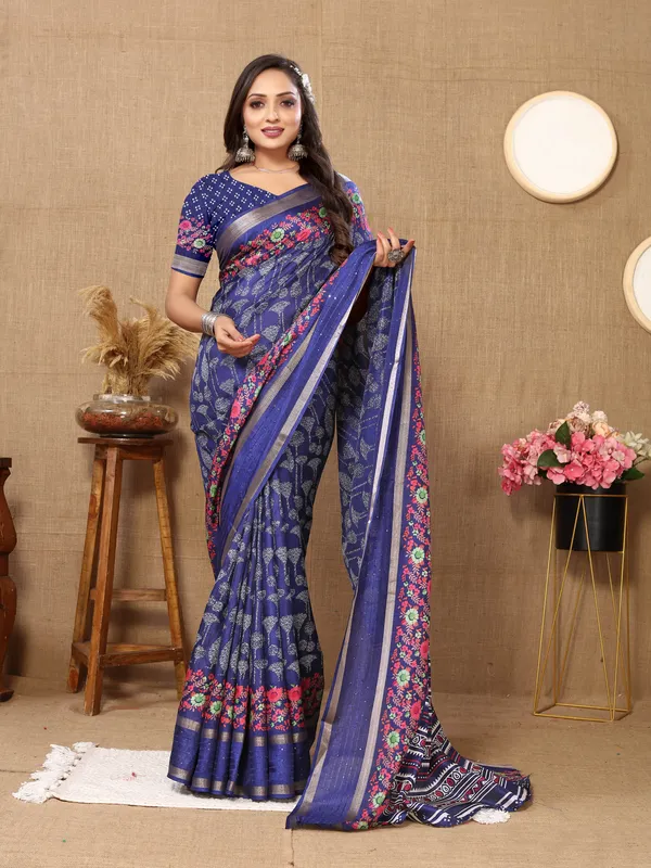 Blue_Silk_Blend_Saree_for_Women