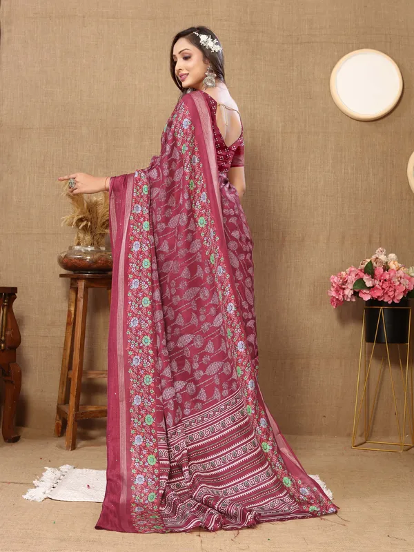 Maroon_Silk_Blend_Saree_for_Women