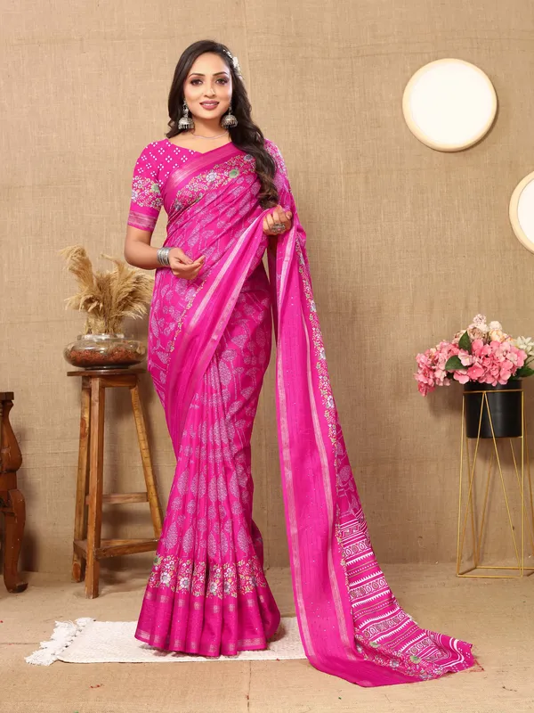 Pink_Silk_Blend_Saree_for_Women