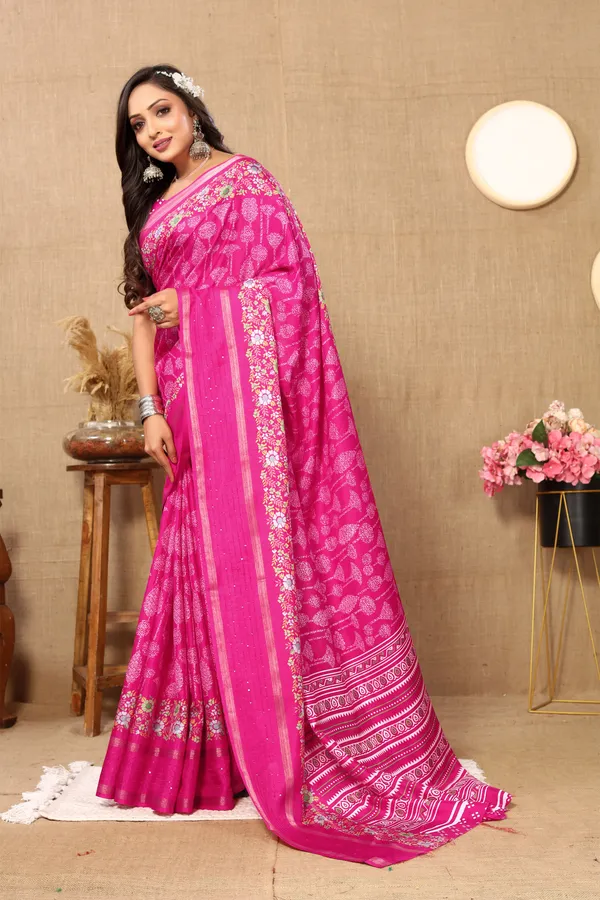 Pink_Silk_Blend_Saree_for_Women
