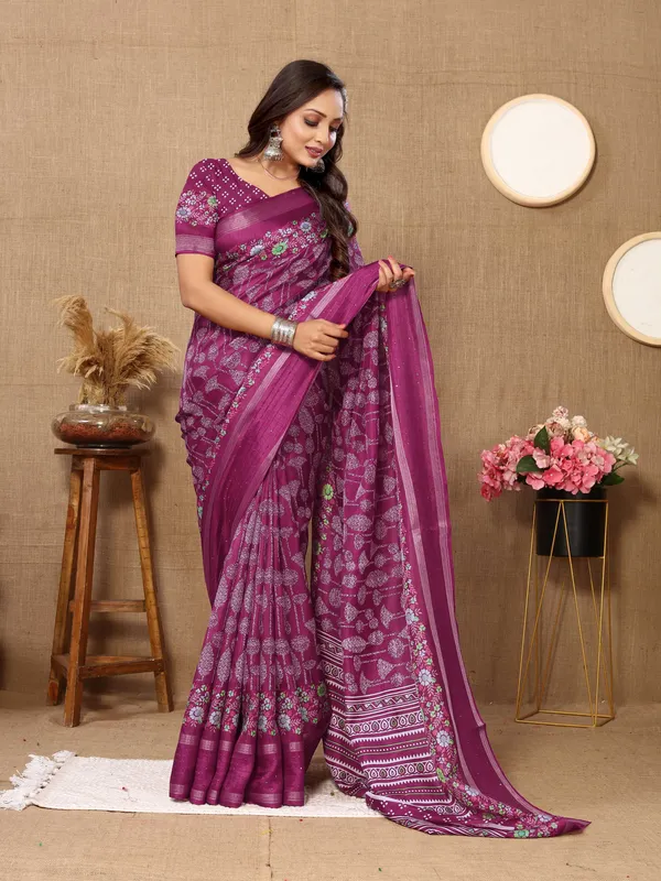 Purple_Silk_Blend_Saree_for_Women