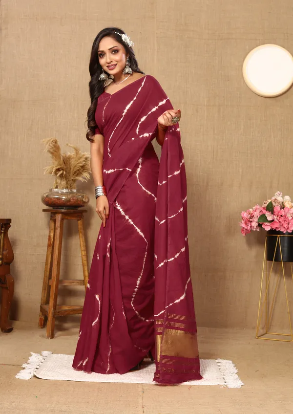 Maroon_Cotton_Blend_Saree_for_Women