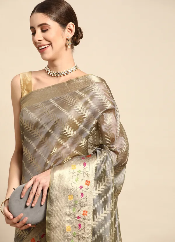 Grey_Organza_Saree_for_Women