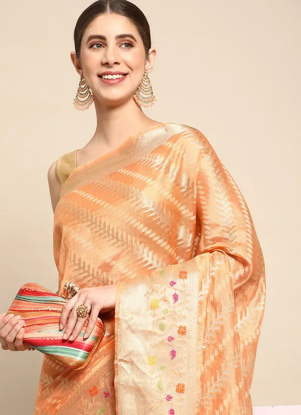 Orange_Organza_Saree_for_Women