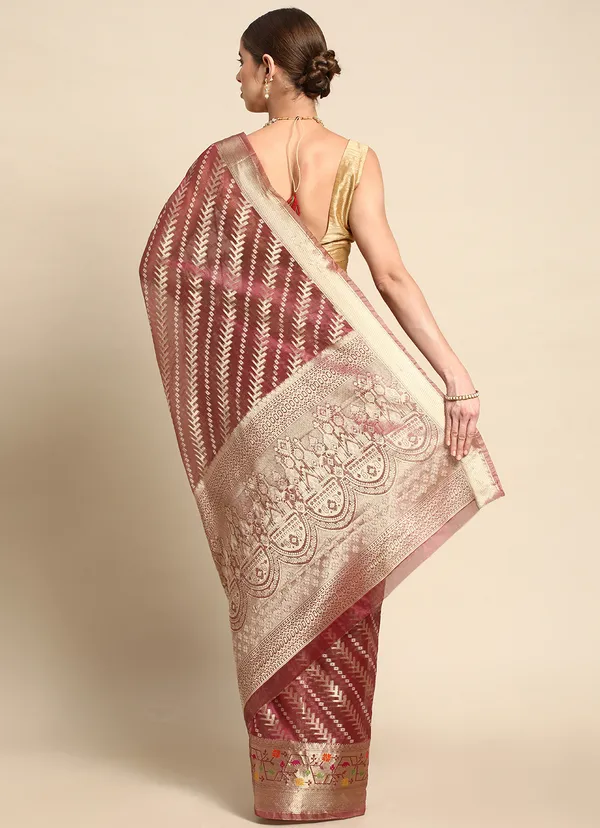 Maroon_Organza_Saree_for_Women